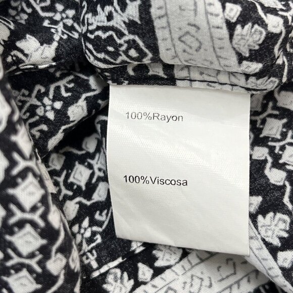 Thakoon Collective Womens 14 Midi Dress Black Paisley Shift Pullover Split Neck - Picture 8 of 8